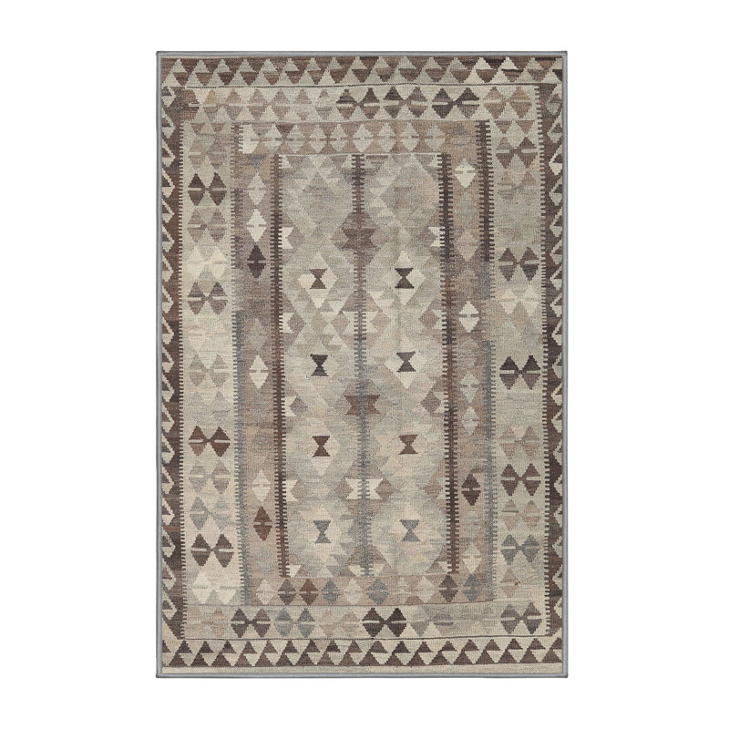 Tapis contemporain gris anthracite / ivoire, Rectangle 5 pi x 7 pi