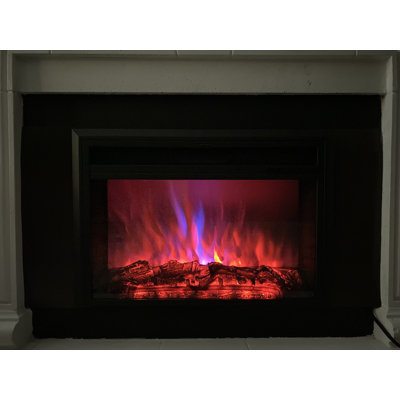 XBrand 32 Inch Black Insert Electric Fireplace Heater w/ Remote Control,  LED Flame Effect and Temperature Limiting Control, Electric Fireplace Insert With Heat, Fireplace Heater W/ Remote Control, Square Electric Fireplace