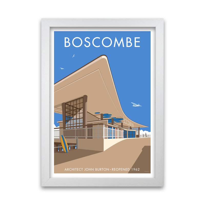 Boscombe Pier by Stephen Millership - Print, 59.4 cm H x 42 cm W x 5 cm D, White