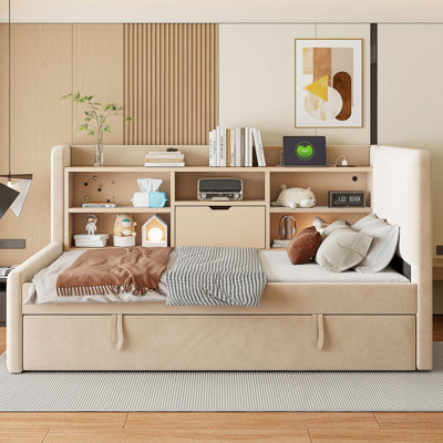 Twin Size Upholstered Daybed With Trundle