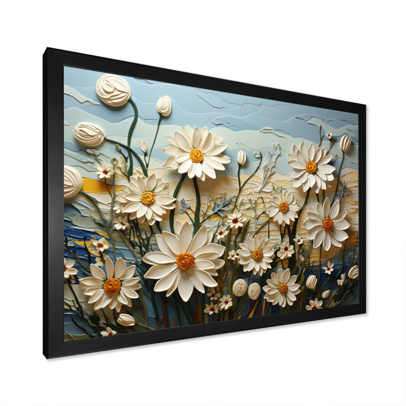 Daisies Daisy Delight II - Daisies, reproduction d'art encadrée, H 30 po x l 40 po x P 1,5 po, Cadre simple noir