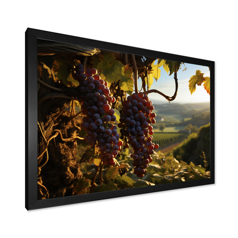 Raisins mauves, attrape-rêves sur toile, H 30 po x l 40 po x P 1,5 po, Cadre photo noir simple