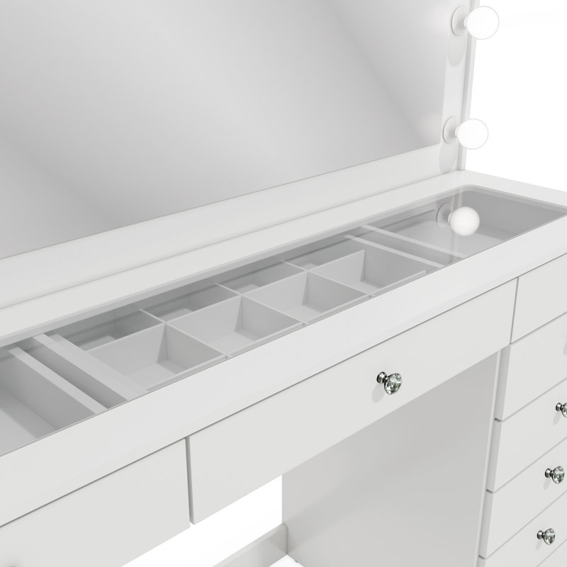 Boahaus Ketevan Extra-Large Makeup Vanity with Lights Bulbs Built-in and Big Mirror
