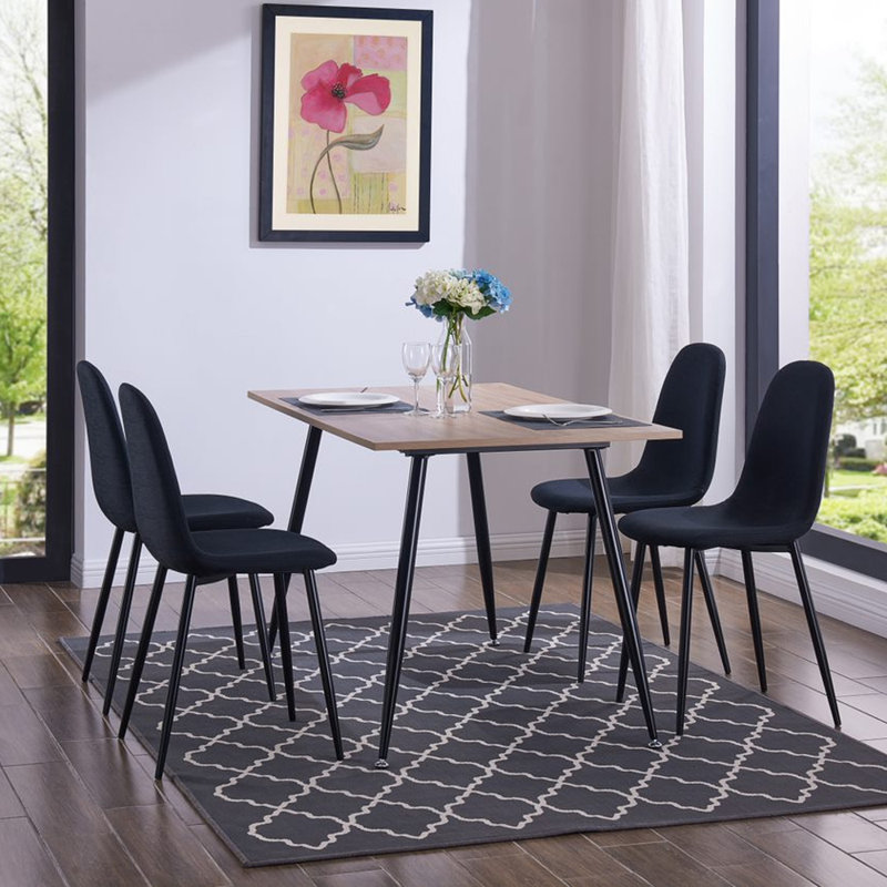 Evant 4 - Person Four Leg Dining Set, Black