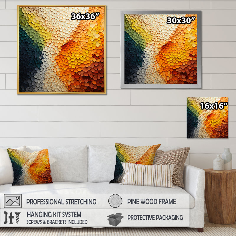 Art mural Hardedge, Earthy Euphony V - Hard Edge, peinture sur toile, H 30 po x l 30 po x P 1 po, Cadre simple noir
