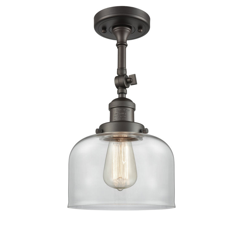 Applique murale 1 lumière 8 po Bell, Bronze frotté à l'huile, Ampoule à DEL rétro de 6 watts, Clair