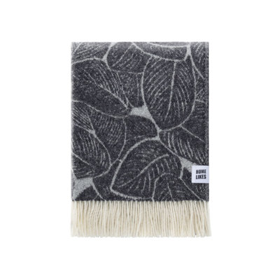 Soft Black Leaves Recycled Merino Wool Throw