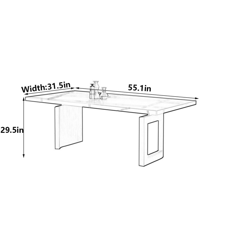 Table de salle à manger Modern, H 29,5 po x L 55,1 po x l 31,5 po