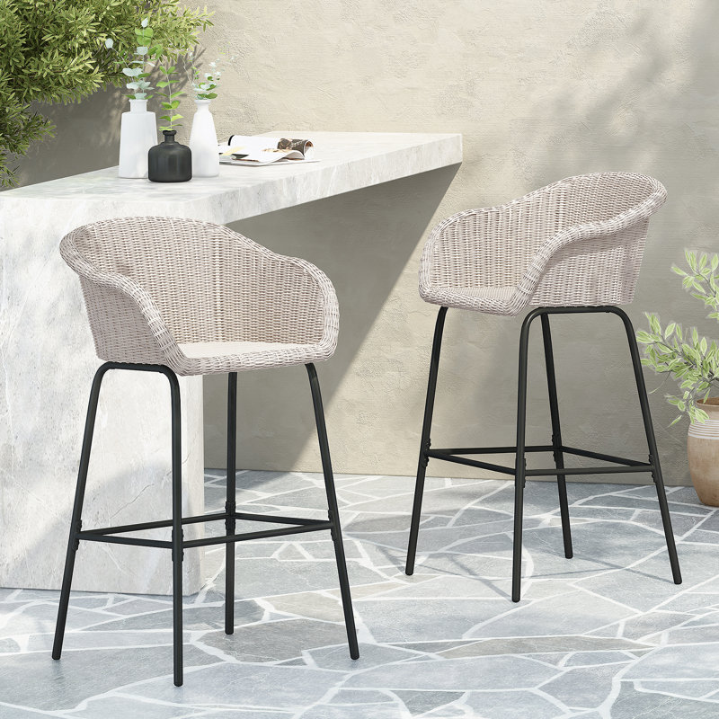 Tabouret de bar d'extérieur en métal Ladd, Gris clair