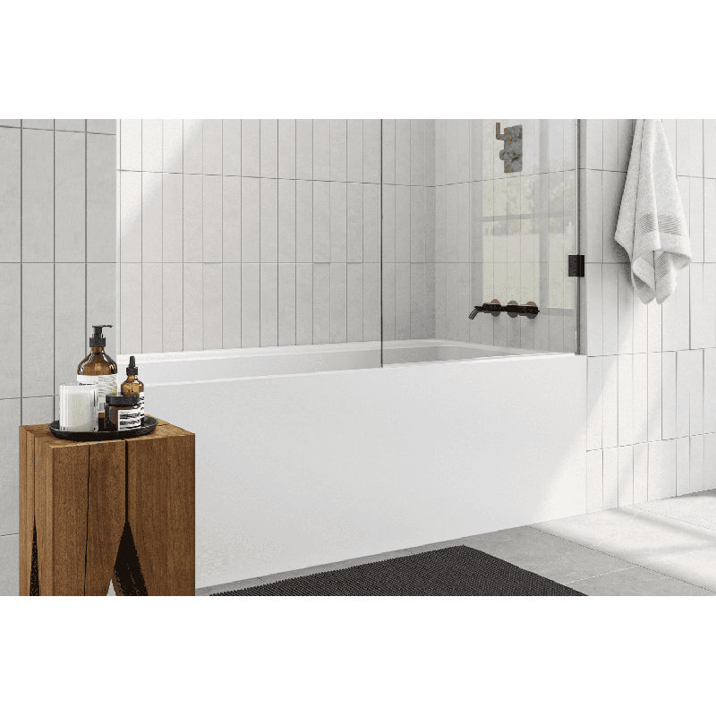 Lab 60'' L Soaking Bathtub, White True High Gloss, Satin Brass