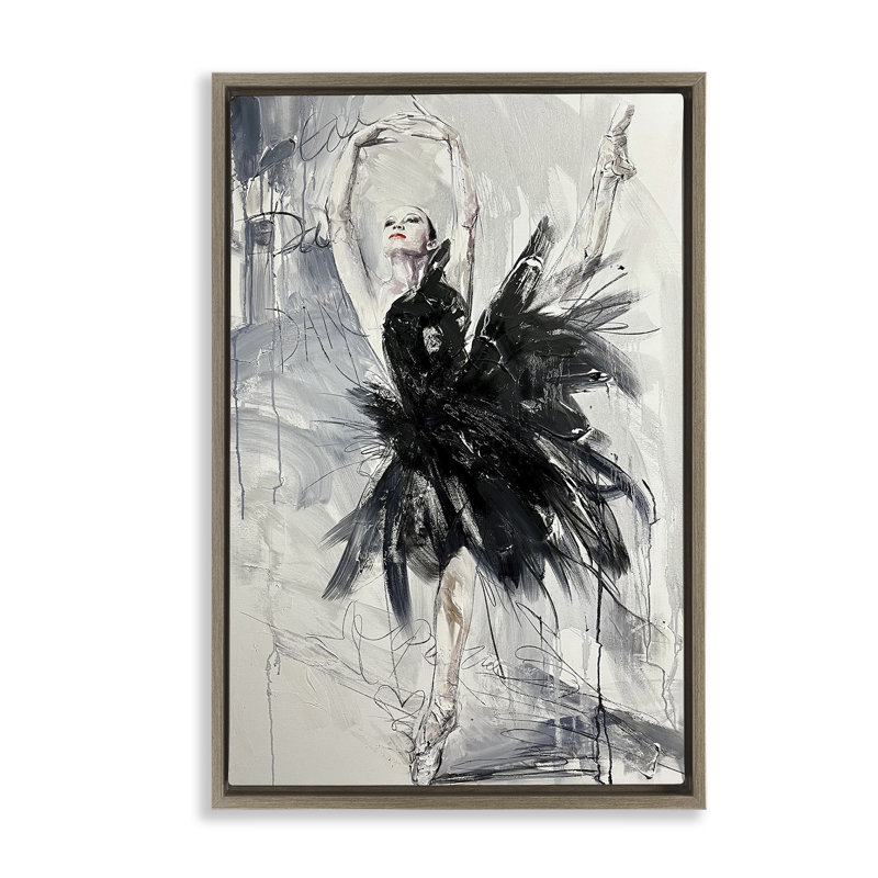 Cadre flottant abstrait Graceful Dancer, design par Lucille Lee, H 31 po x l 21 po, Cadre flottant orme Montalcino