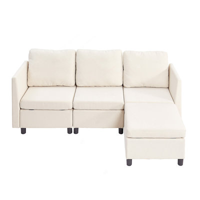 Modular Cloud Sofa with Hidden Storage Ottoman