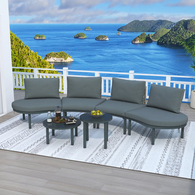 6-Piece Patio Sofa Furniture Set With 2 High-Low Coffee Tables
