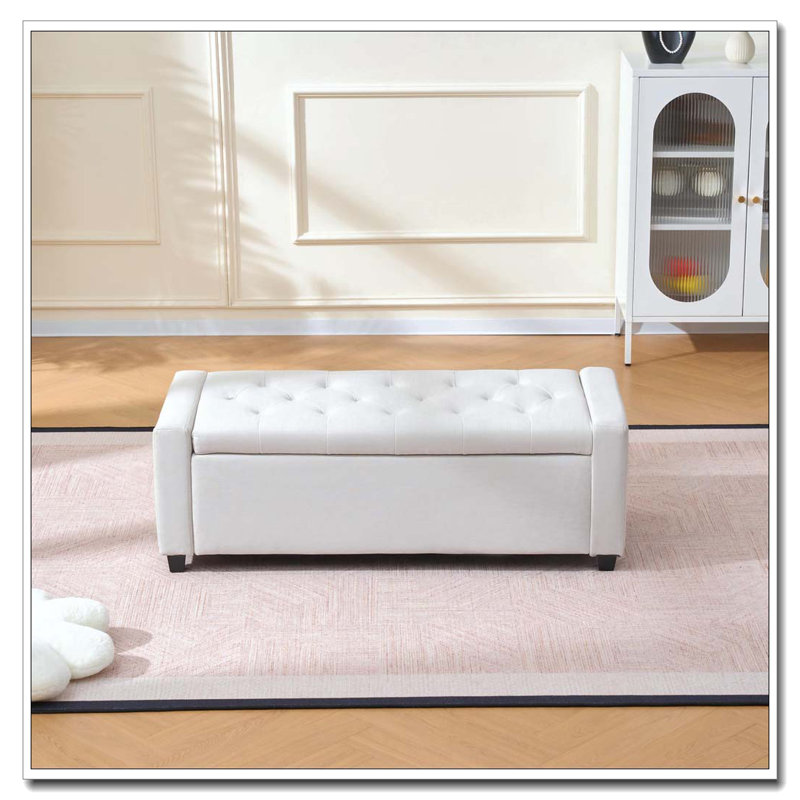 48" Storage Bedroom Bench, Beige