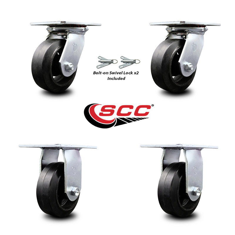 4 Piece Rubber on Steel Caster Set
