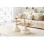 Affordable luxury gourd-shaped nesting coffee table set.Light wood-grain MDF tabletop with white-spray-painted metal base. Two-piece coffee table set. Ideal for living and dining rooms.-134287306