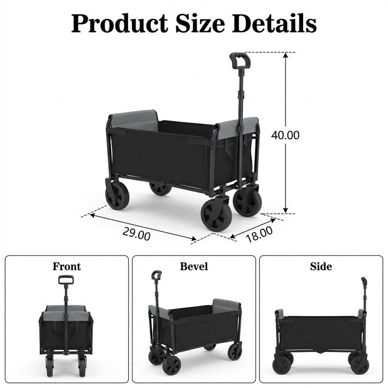 Wagon polyvalent pliable avec roues amovibles et capacité de poids élevée