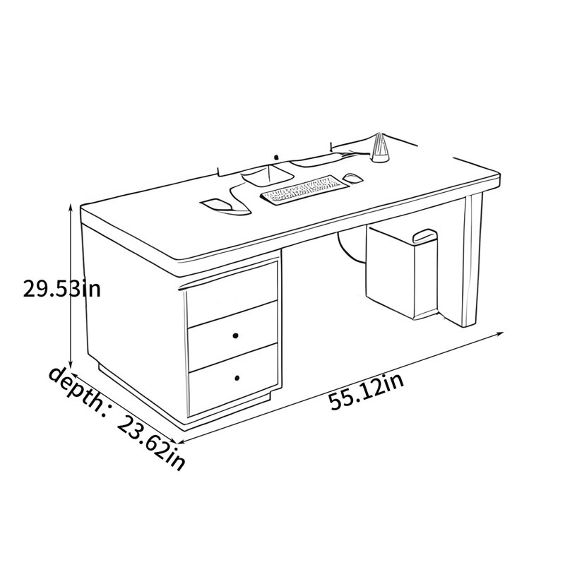 Bureau minimaliste haut de gamme, H 29,53 po x l 55,12 po x P 23,62 po