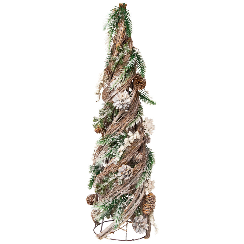 Arbre de Noël artificiel à flocons de neige et pommes de pin