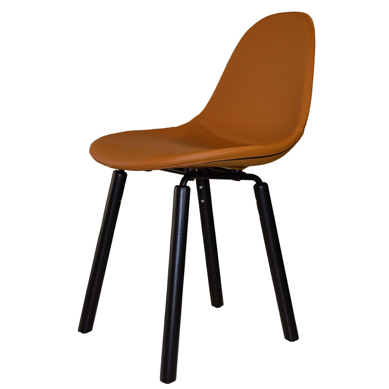 TA 18'' H Faux Leather Upholstered Oak Side Chair, Black