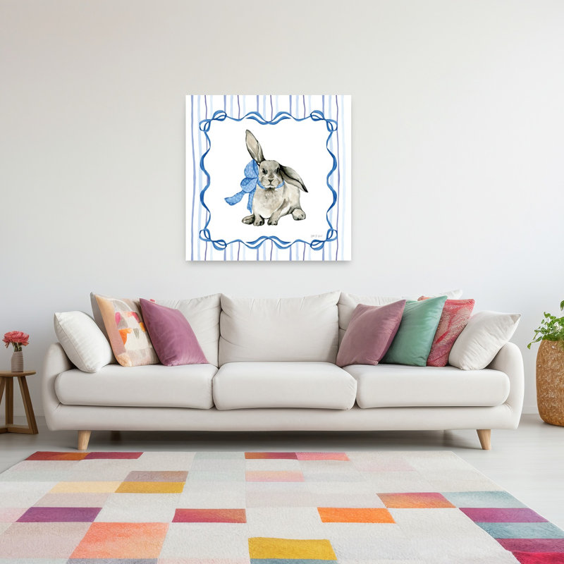 " Bluebonnet Bunnies VIII Abstract Contemporary Animal Spring Wall Art Print " by Yvette St. Amant, 48" H x 48" W