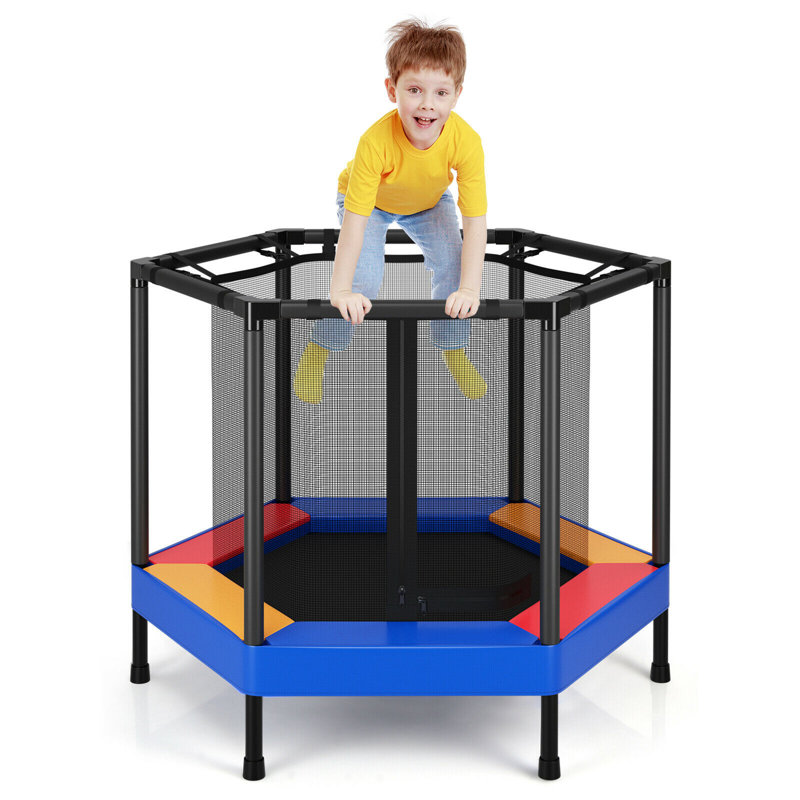 Gymax Hexagon Backyard Trampoline with Safety Enclosure