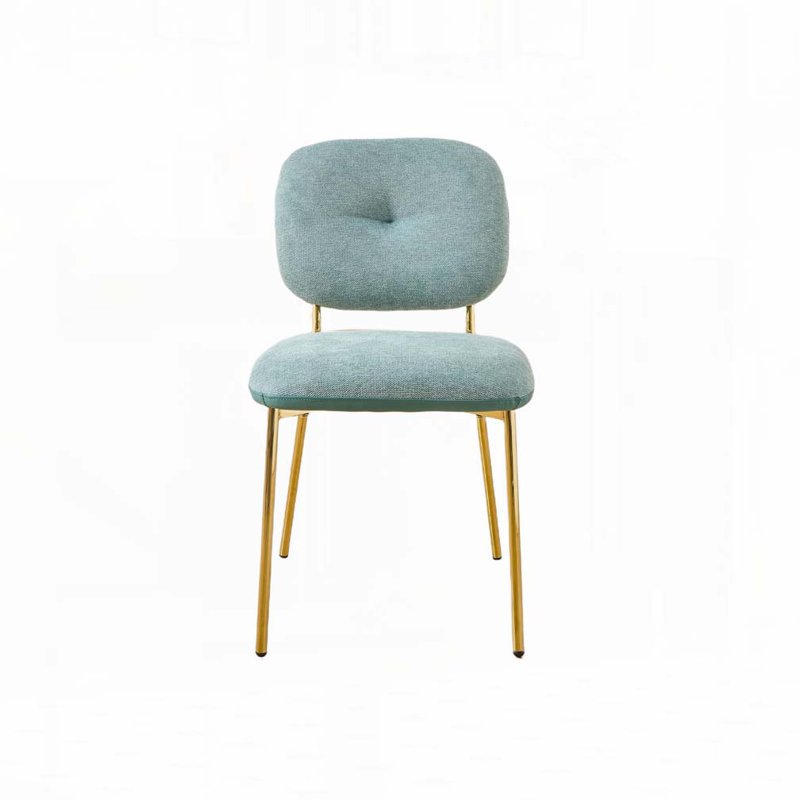 Chaises de salle à manger rembourrées, Vert, Doré