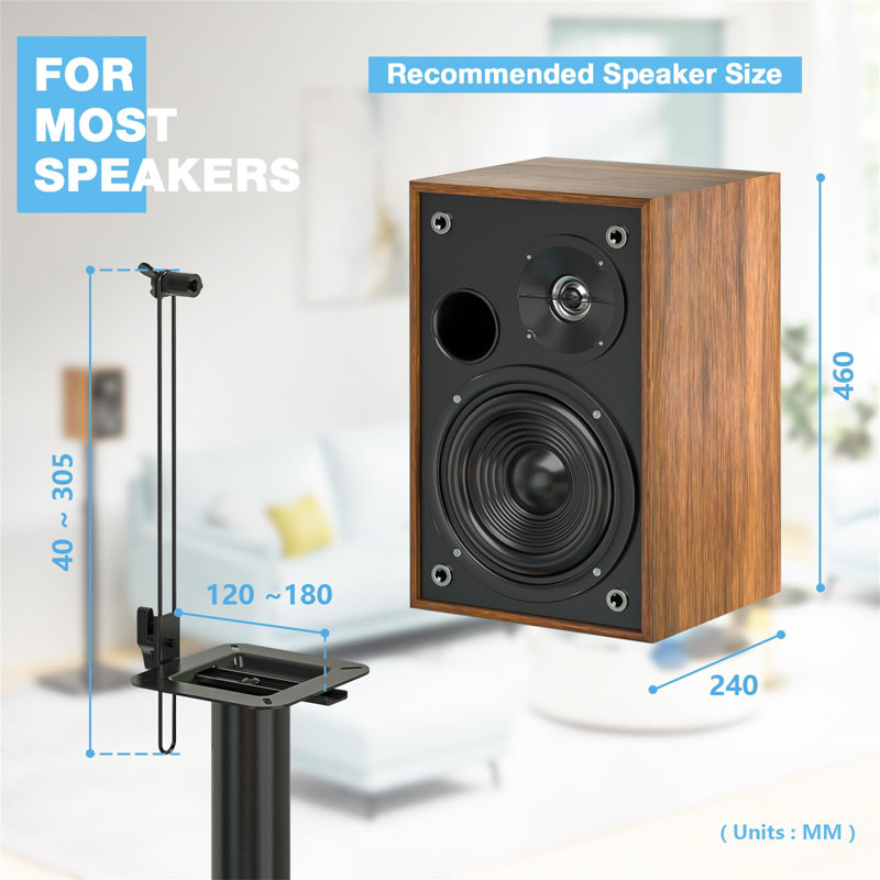 Speaker Stands Floor Pair Height Adjustable 82.4-109Cm