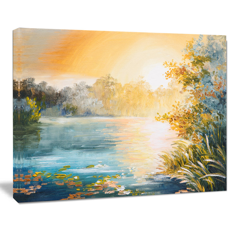 «Sunset on the Lake Landscape», reproduction sur toile tendue, H 8 po x l 12 po