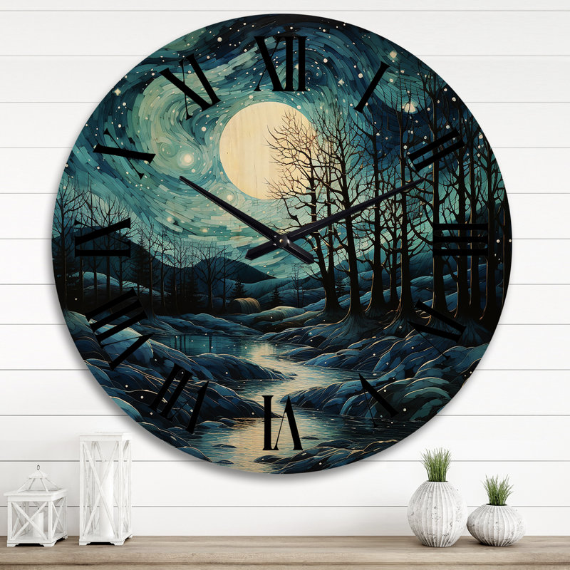 Horloge murale en bois massif Meave, Très grand