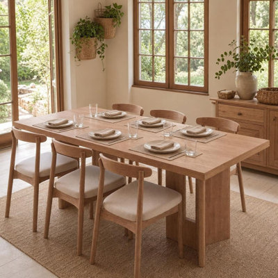 78" Dining Table for 6-8, Farmhouse Kitchen Table with Sturdy Wood Legs, Multi-Use for Dining Work Study, Easy Clean
