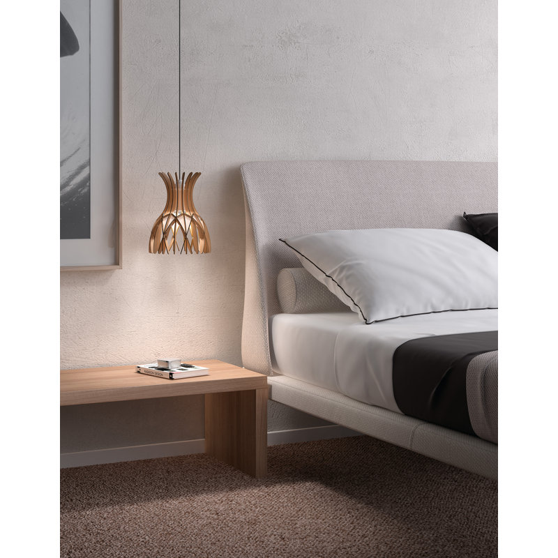 Brown Mini Aluminum and Wood LED Pendant Light