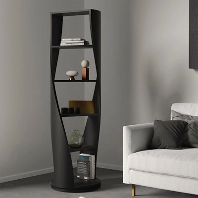 Black Modern Solid wood Standard Bookcase