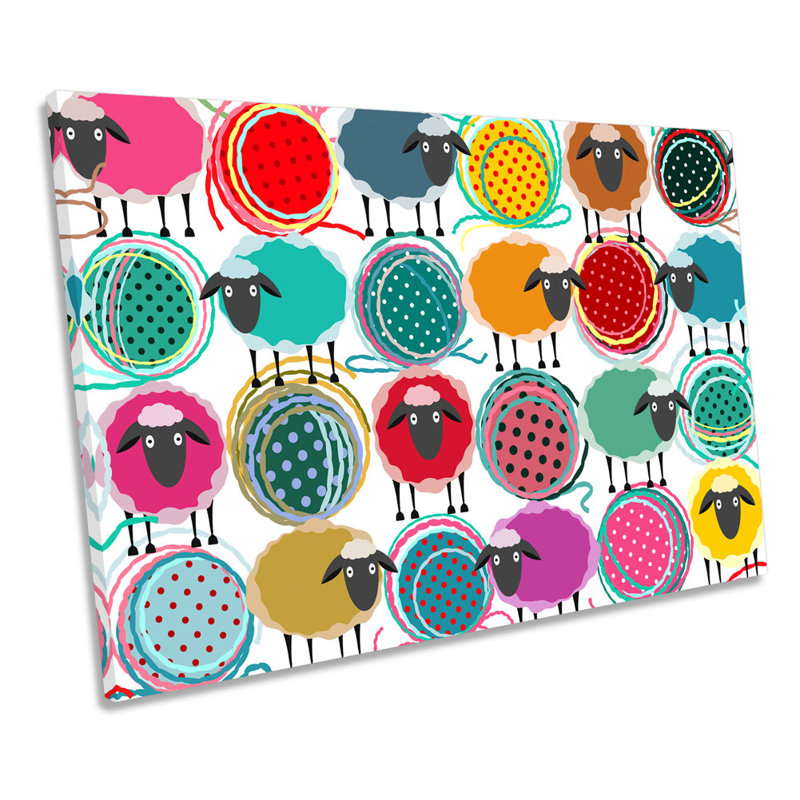 Sheep Wool Pattern - Wrapped Canvas Print, 61cm H x 91.4cm W x 4cm D