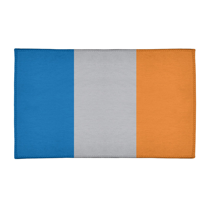 Tapis à rayures bleues/argent/orange, Rectangle 3 pi x 5 pi