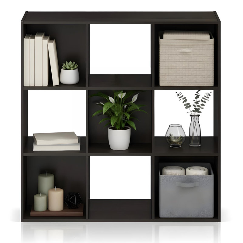 Pelli Cubic Storage Cabinet 3x3 Configuration Espresso Cube Organizer with Doors
