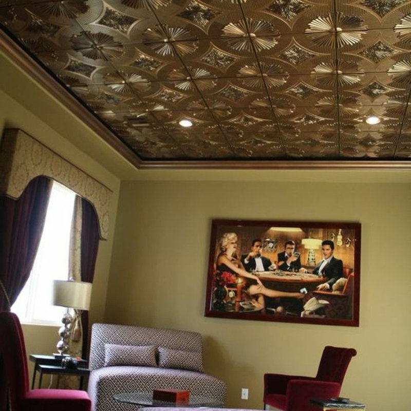 Sunset Boulevard 2 ft. x 2 ft. PVC Lay-in or Glue-up Ceiling Tile, Antique Copper
