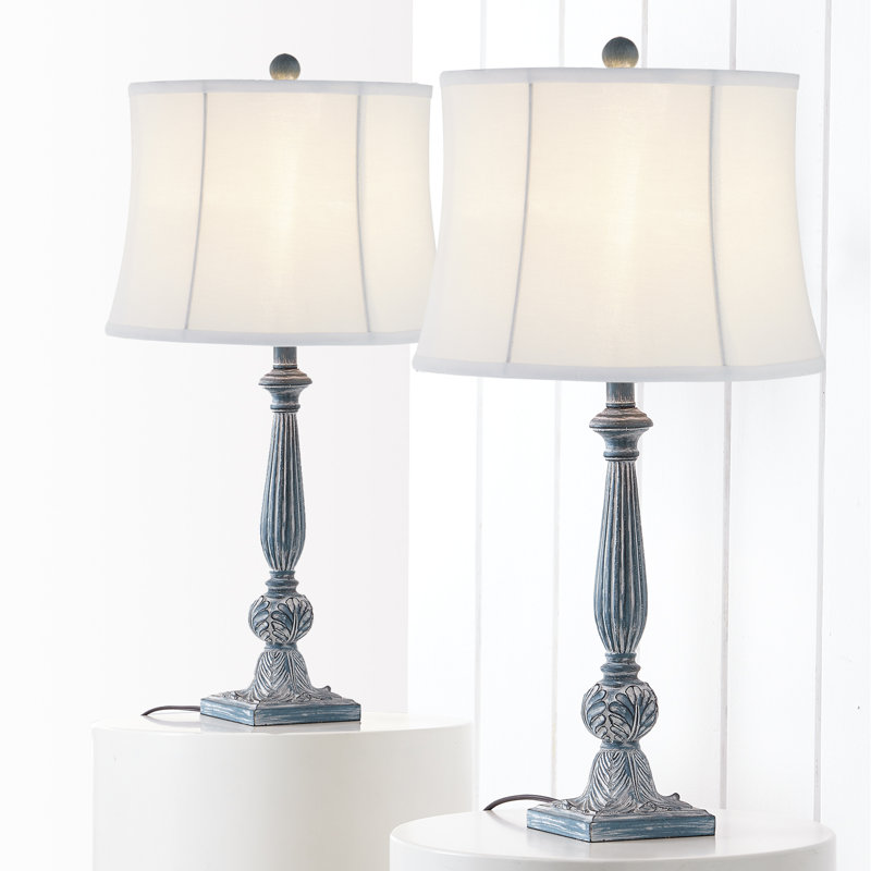 Lampe de table en résine H 27,5 po Labomber , Bleu, Blanc
