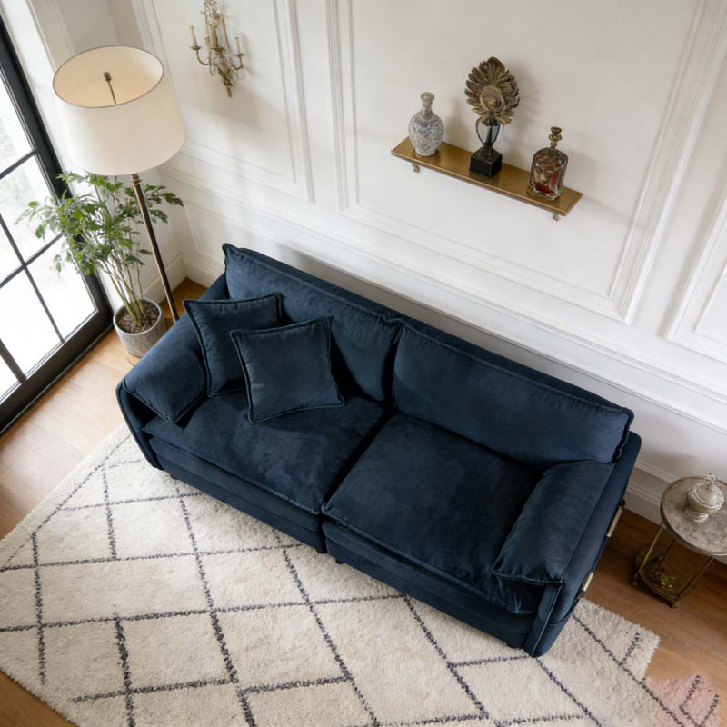 Canapé surdimensionné en chenille, Bleu
