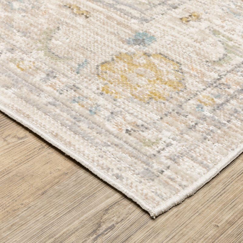 Tapis beige / bleu Tonye, Rectangle 7 pi 10 po x 10 pi 10 po