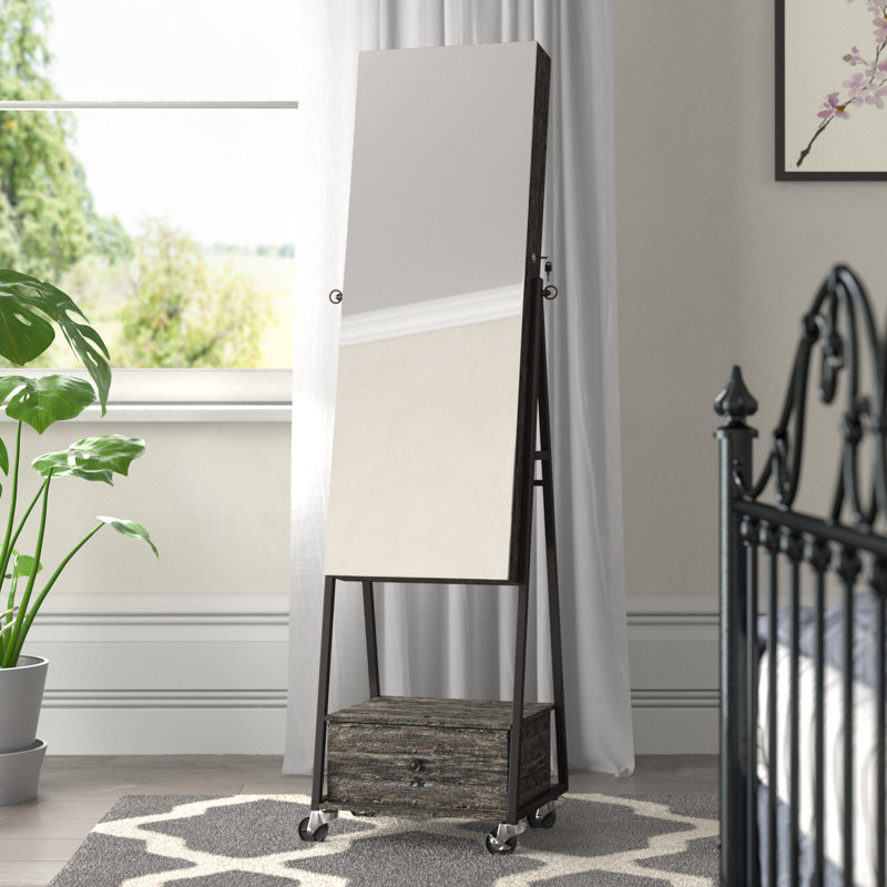 Ariew 16.3'' Wide Freestanding Jewelry Armoire, Dark Gray
