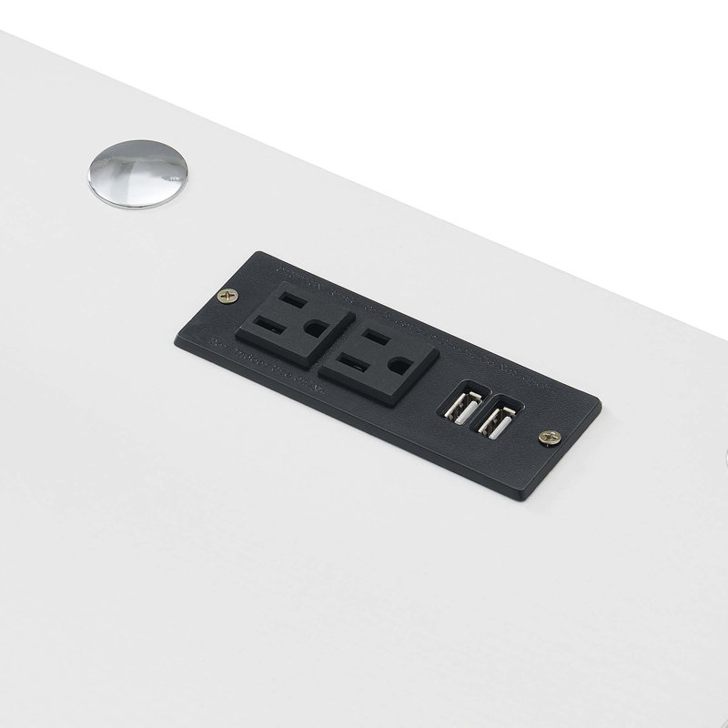 Edwin Computer Desk with Built-In Electrical Outlet, White