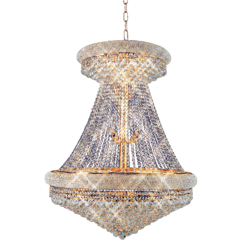Lustre en cristal de la collection Primo en chrome 28 x 36, Or, H 36 po x l 28 po x P 28 po