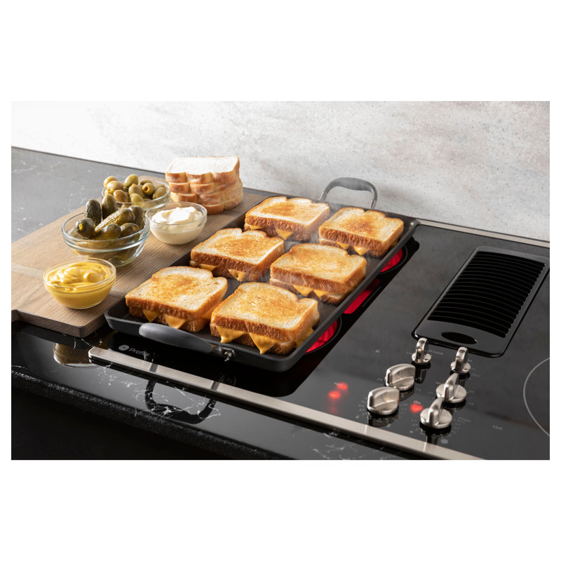 Downdraft Electric Cooktop, Black/Stainless Steel, Stainless Steel