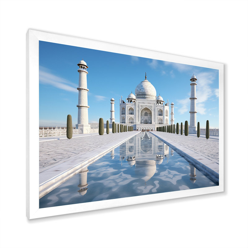Art de l'Islam Taj Mahal II, H 12 po x l 20 po x P 1 po, Cadre simple blanc