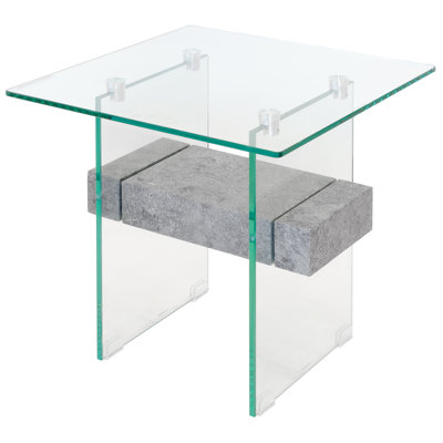 Glass Top Trestle Square Side Table