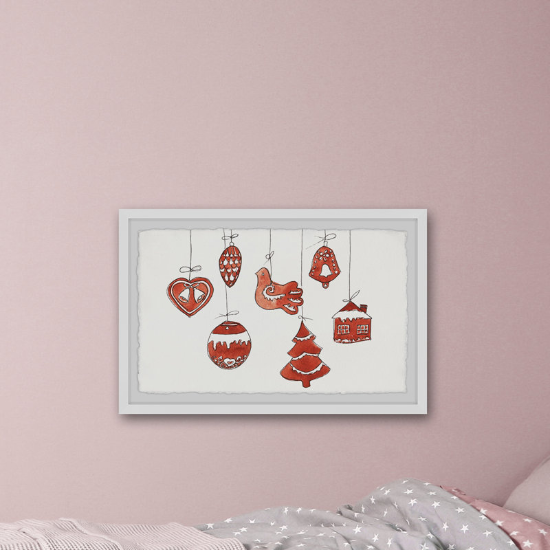 Christmas Baubles II - Single Picture Frame Painting, 38cm H x 45cm W x 3.81cm D