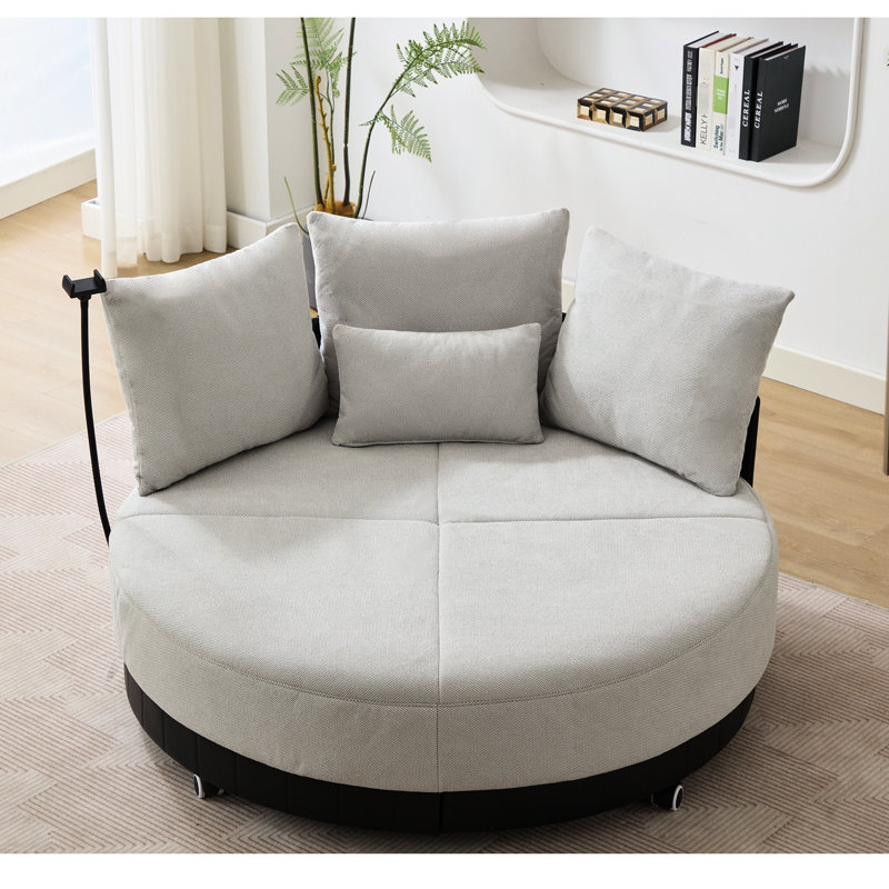 51.93'' Oversized Swivel Gaming Chair, 360 Rotation, Upholstery, Gray, 2 Fun Large Fashion Gray , Adjustable Phone Stand, With Lumbar Pillow,