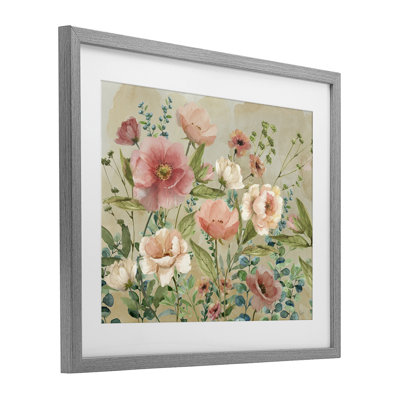 Floral Surprise Garden Framed Print Under Glass, design by Nan