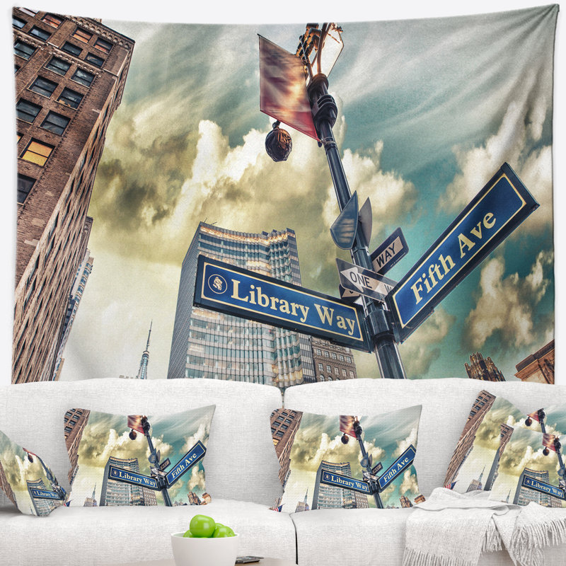 Tapisserie «Cityscape Library Way» et 5e Avenue, H 32 po x l 39 po